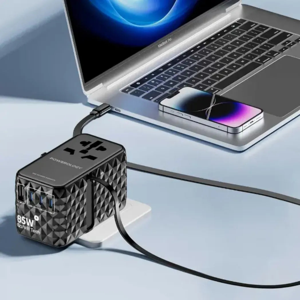 Powerology Universal GaN 85W Charger with Retractable Cable – Image 4