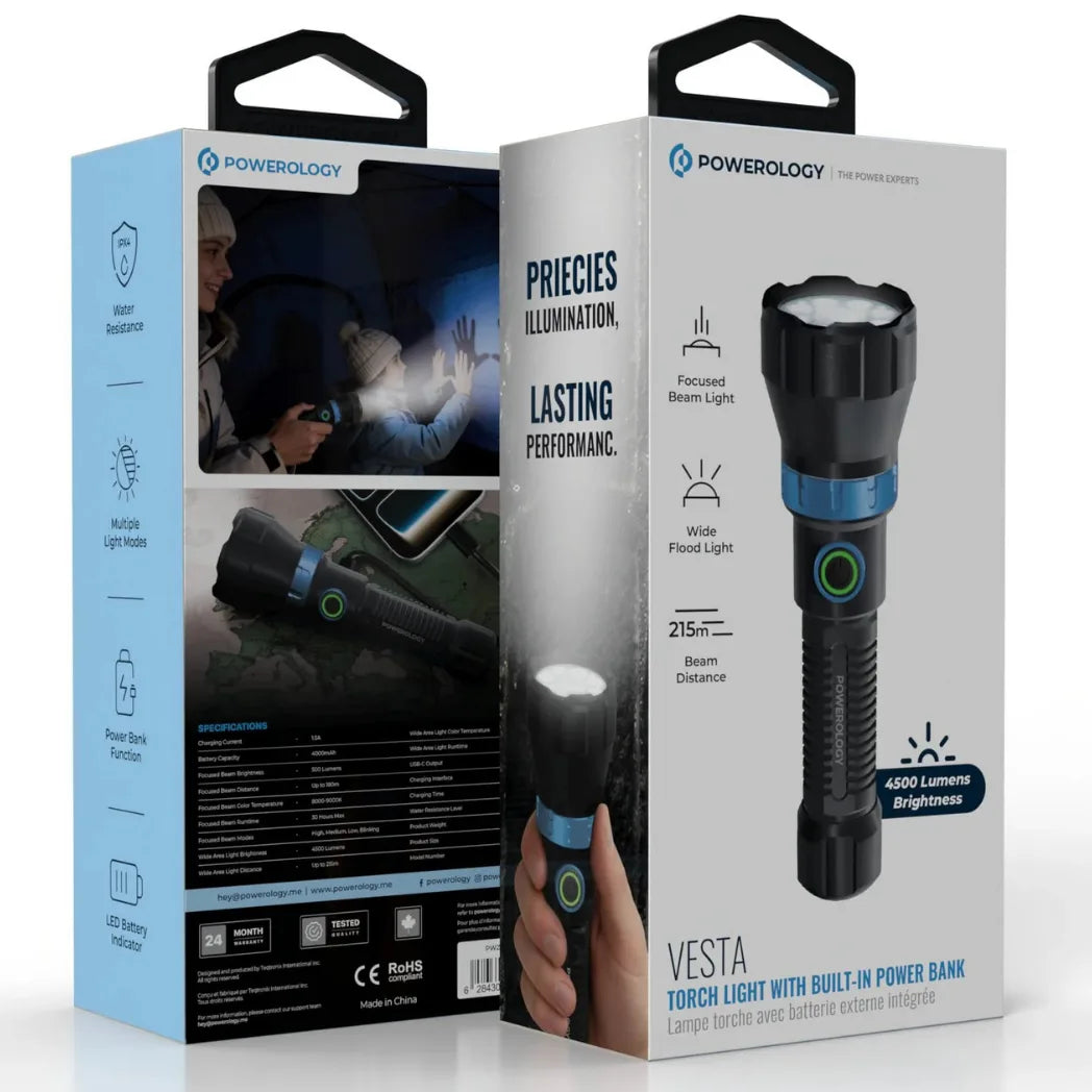 Powerology VESTA Torch Light with Built-In Power Bank – Image 3