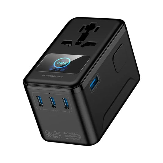 Powerology Voltvoya GaN Travel Adapter 100W with TFT Display
