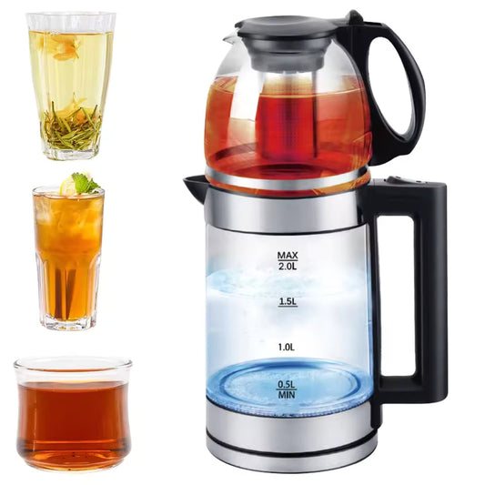 Double Pot Electric Tea Maker – 2.5L Kettle + 1L Teapot – 2000 W