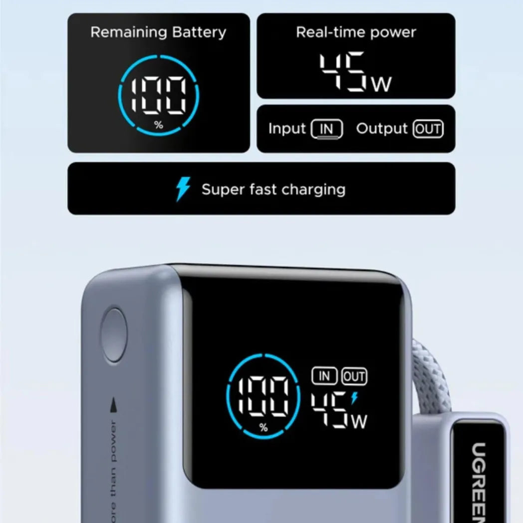 UGREEN 10000mAh 55W Nexode Pro Smart Digital Display Mini Power Bank – Image 5