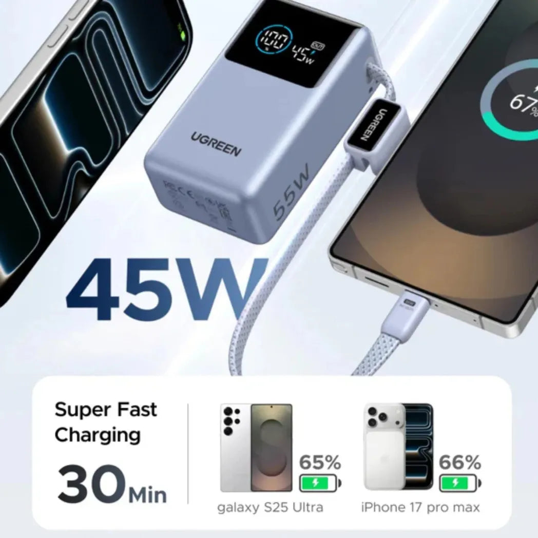 UGREEN 10000mAh 55W Nexode Pro Smart Digital Display Mini Power Bank – Image 2