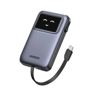 UGREEN Uno 10000mAh 30W Power Bank with Built-in USB-C Cable – Gray