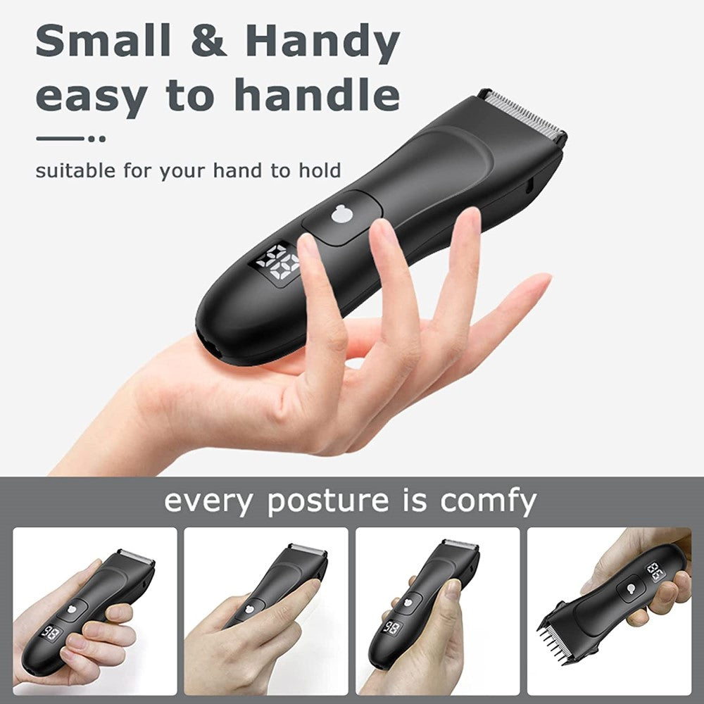 Rechargeable Waterproof Trimmer for Body & Groin Hairs LED Display – Image 3