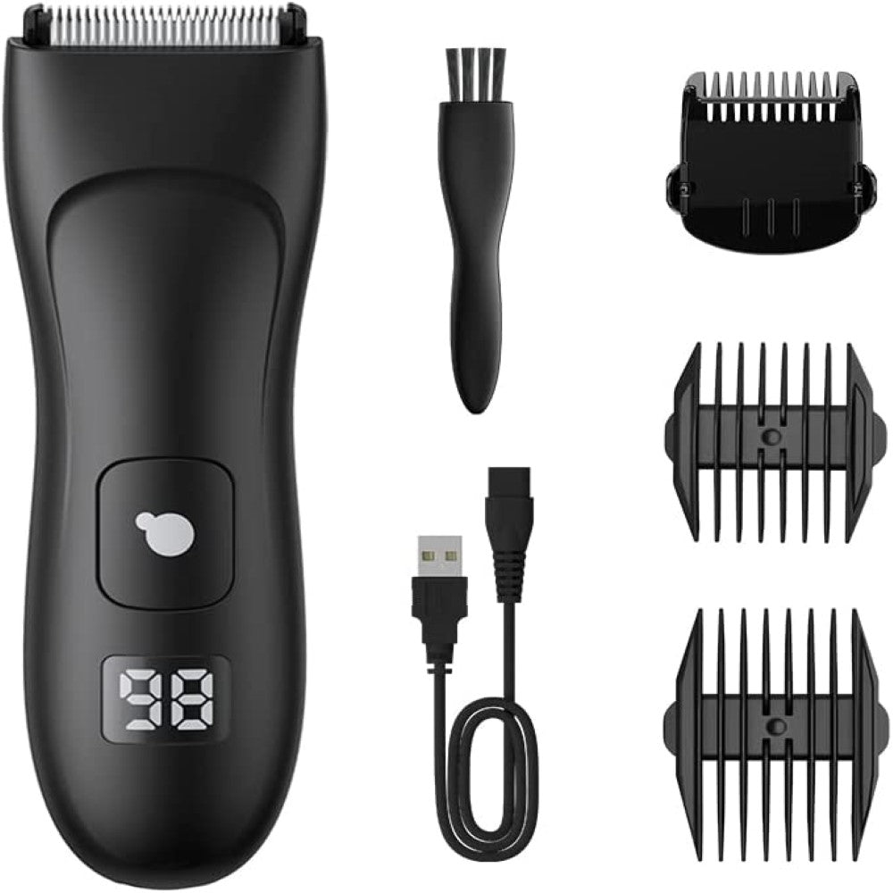 Rechargeable Waterproof Trimmer for Body & Groin Hairs LED Display