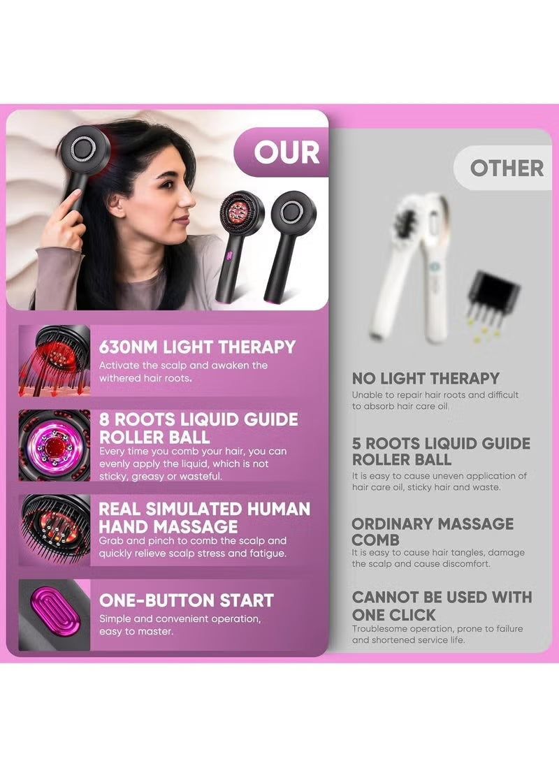 Scalp Massage Brush with Built-In Oil Applicator & LED Therapy – USB Rechargeable – Image 8