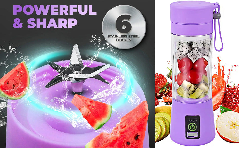 Set 2 Portable Wireless Blenders – 400ML, 6 Blades, With Strap – Image 8