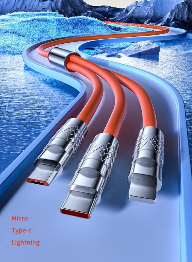 3-in-1 Fast Charging Cable 120W – Universal Multi-Device USB Cord (1.2 m, Orange) – Image 6