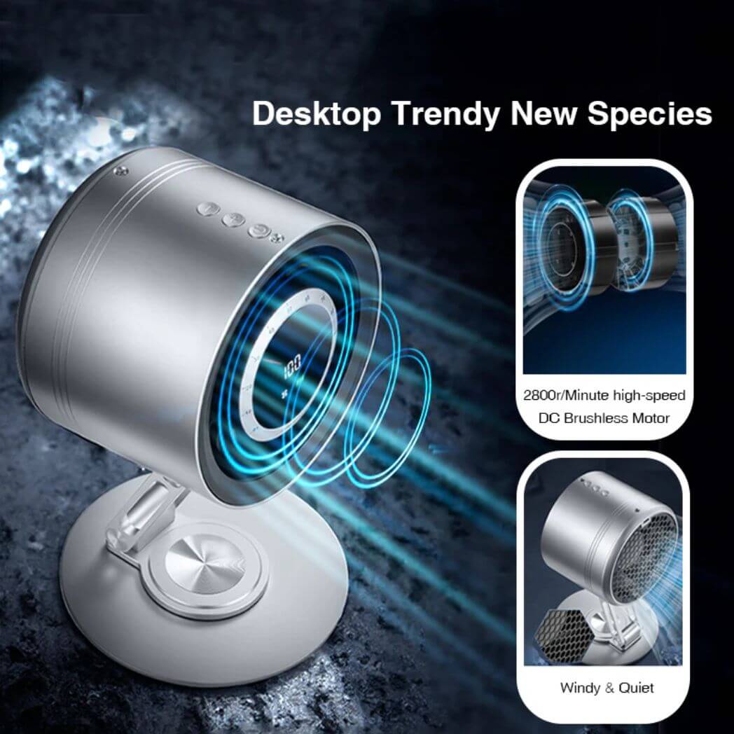 Desktop Fan H6-V8 Metal Desktop Stand Folding Turbo Cooling Cycle Electric Fan – Image 2