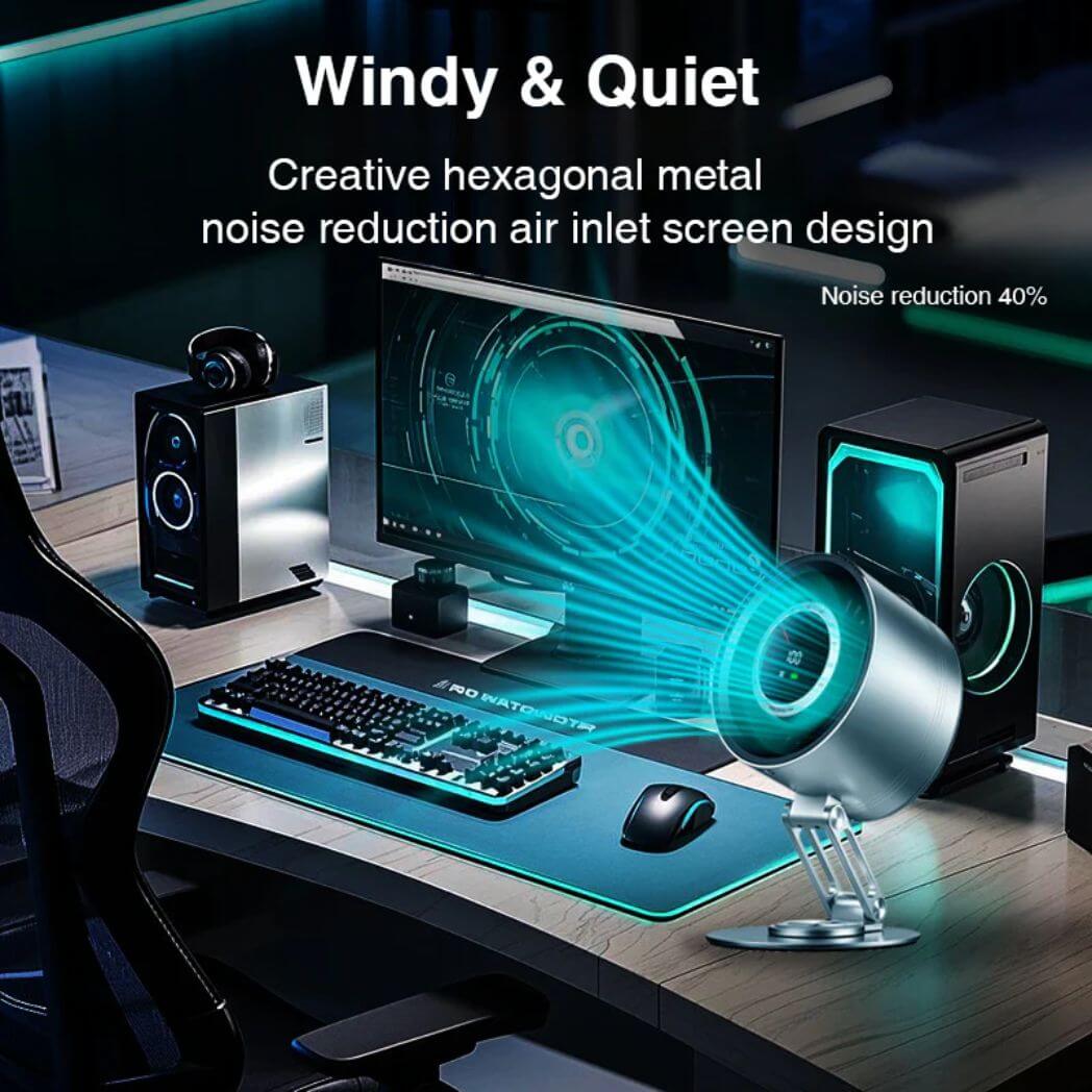 Desktop Fan H6-V8 Metal Desktop Stand Folding Turbo Cooling Cycle Electric Fan – Image 5