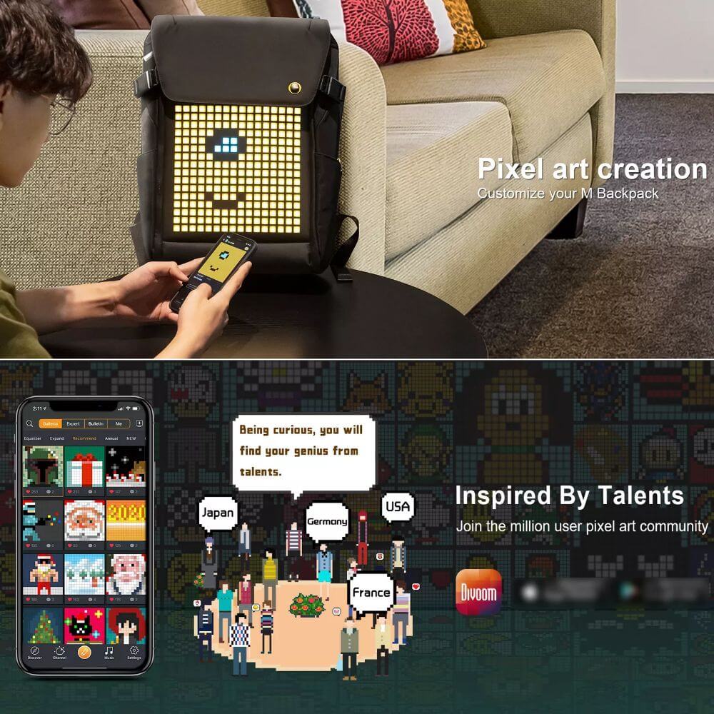 Divoom Backpack-M – Large-capacity Pixel Art Backpack – Image 7