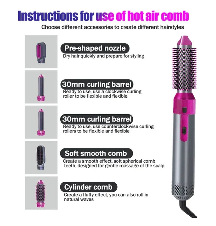 5-in-1 Hot Air Brush – Hair Dryer, Styler & Volumizer – Image 2