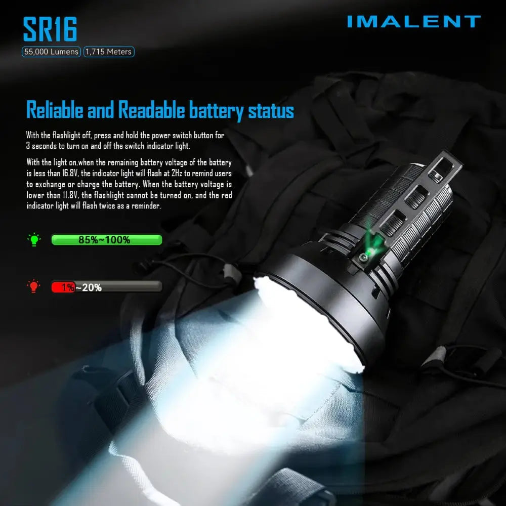IMALENT SR16 Rechargeable Flashlight – 55, 000 Lumens Super Bright LED Flashlight – Image 3